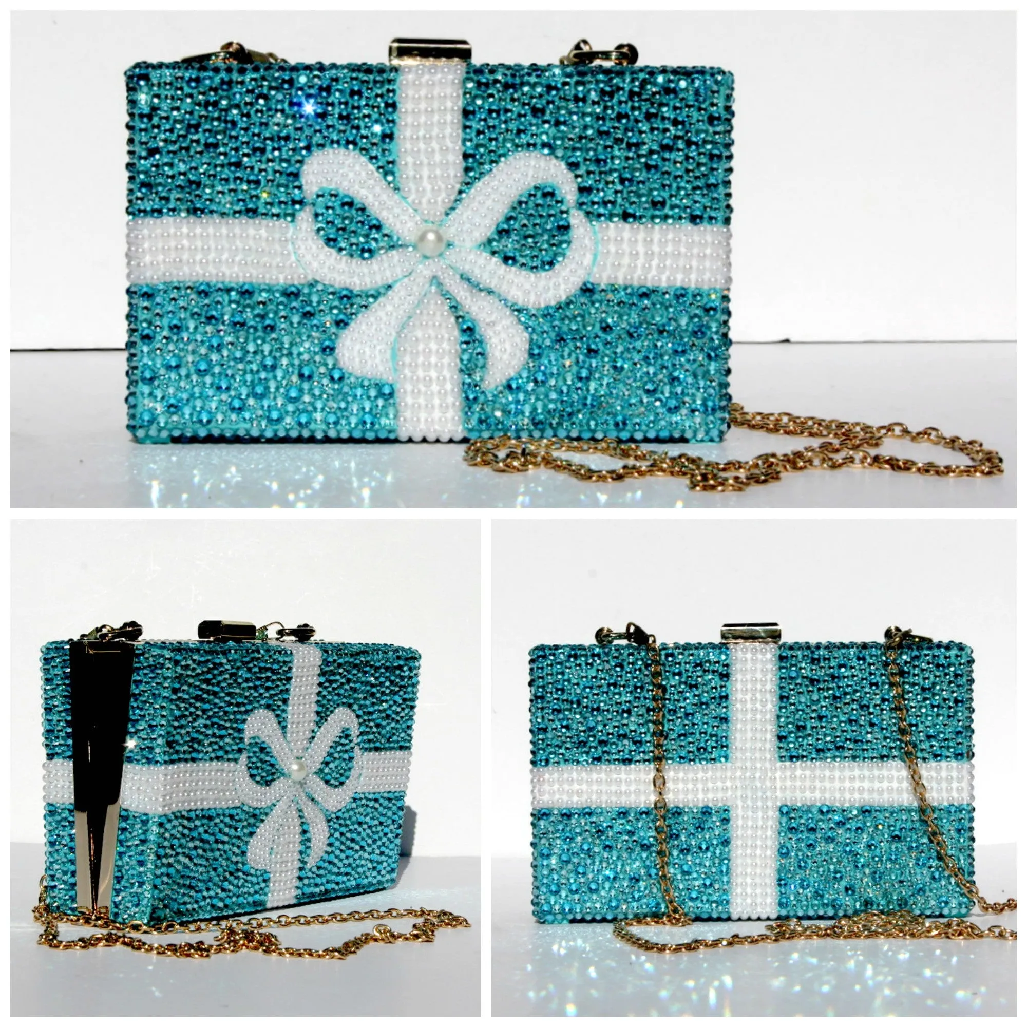 Swarovski Crystal Clutch in Tiffany Aqua Blue