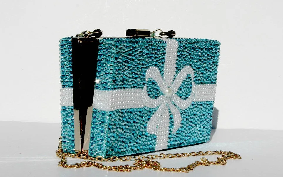 Swarovski Crystal Clutch in Tiffany Aqua Blue