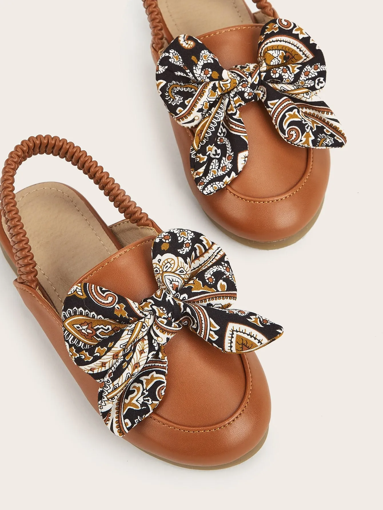 Toddler Girls Bow Decor Flat Mules