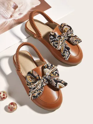 Toddler Girls Bow Decor Flat Mules
