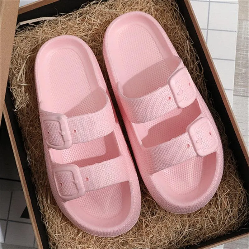 Unisex Buckle Slippers – EVA Thick-Soled Indoor & Outdoor
