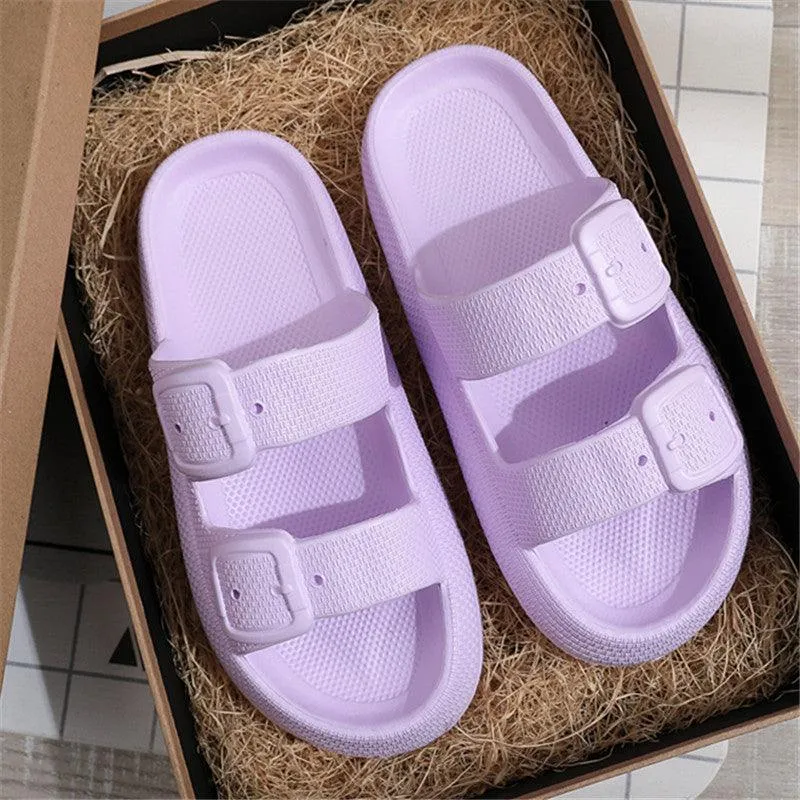 Unisex Buckle Slippers – EVA Thick-Soled Indoor & Outdoor