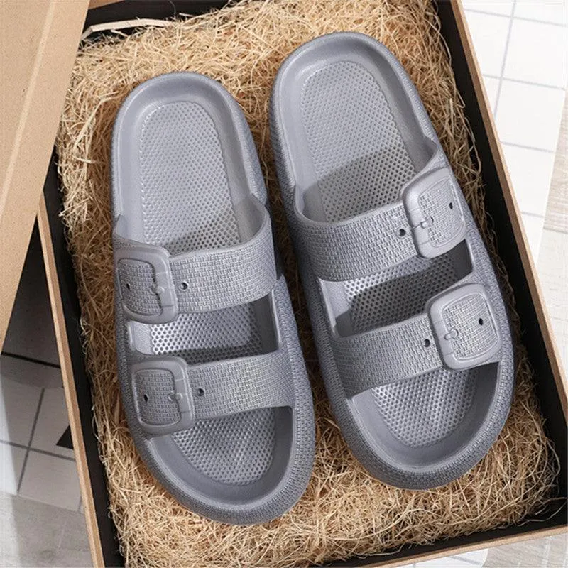 Unisex Buckle Slippers – EVA Thick-Soled Indoor & Outdoor