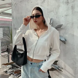 Women's Basic Crop Zip Hoodie