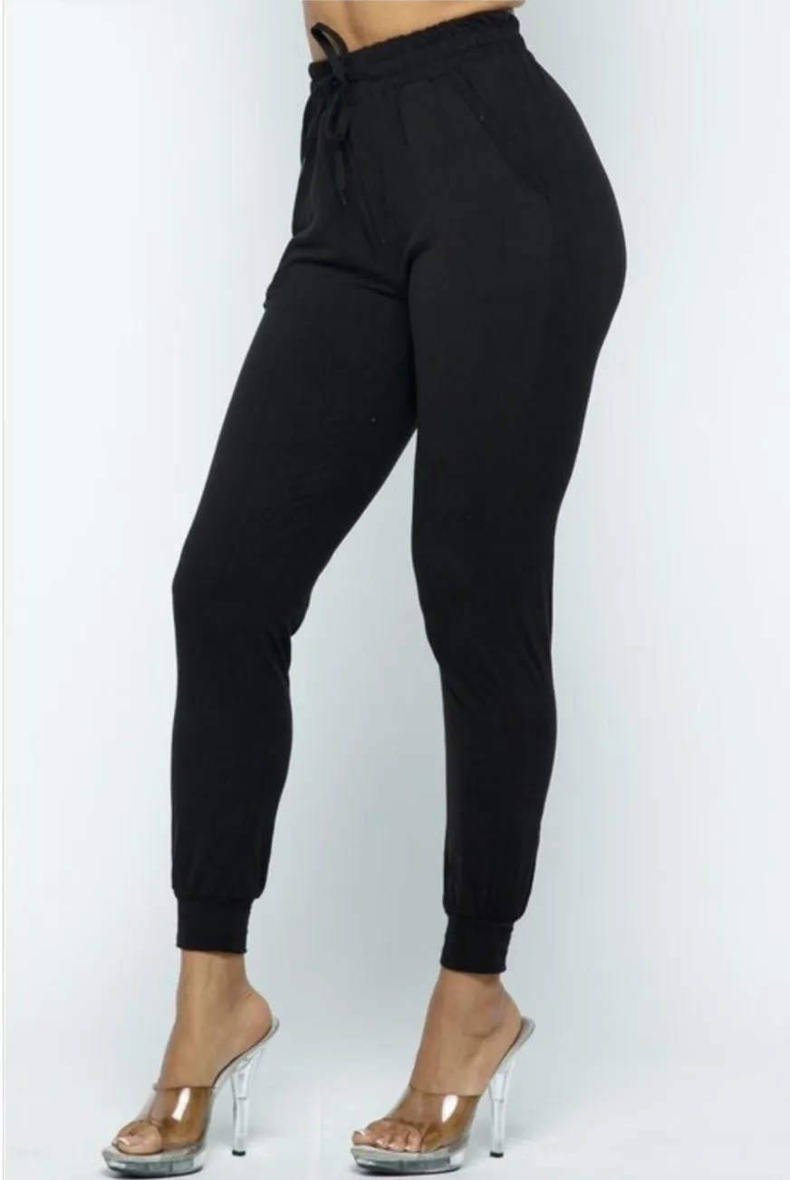 Women's Drawstring Waist Cotton Jogger Pants