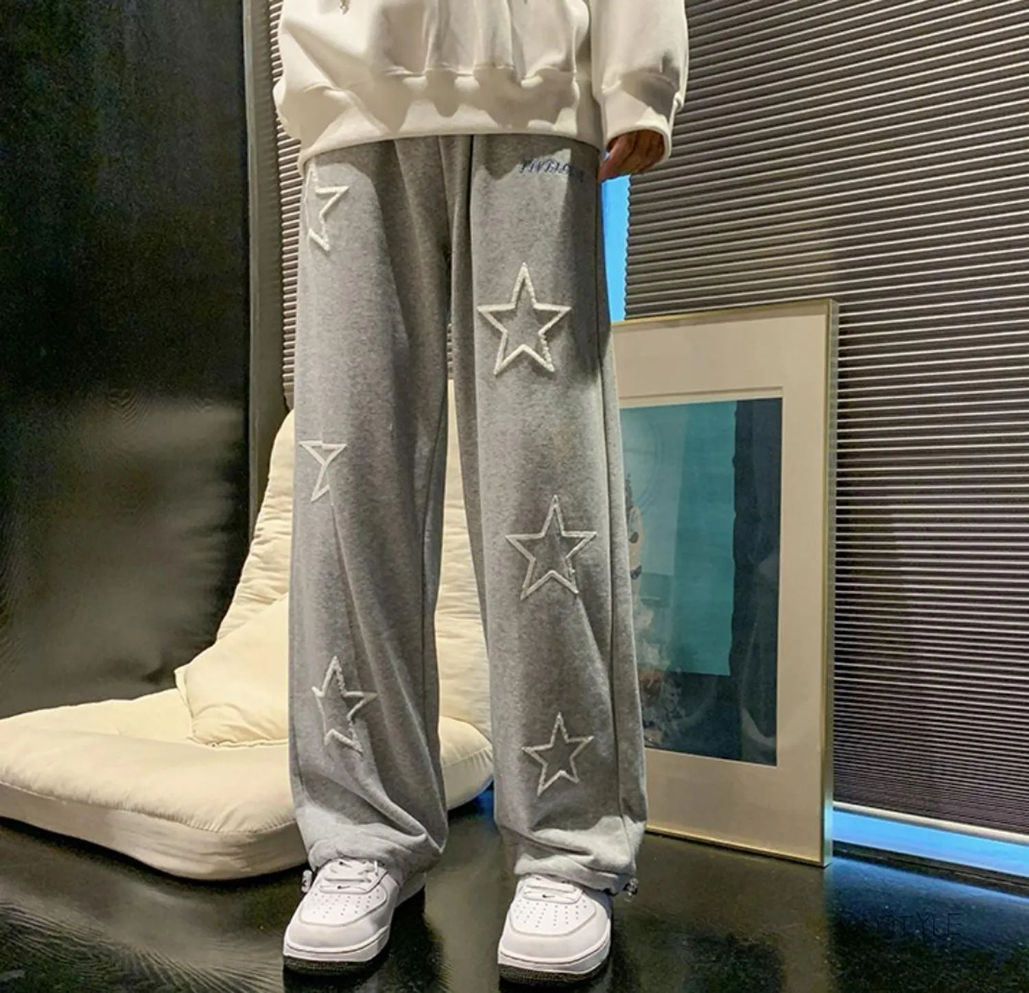 Y2K Style Star Print Baggy Hip Hop loose Fit High Street Fashion Joggers Pant For Men's